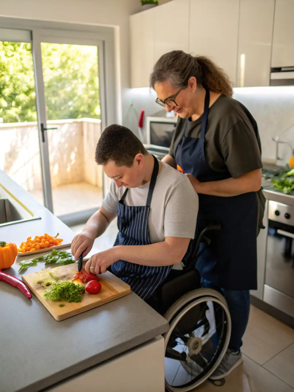 An image of a person with a disability independently performing a daily task, such as cooking or using technology, highlighting ASEI's dedication to fostering autonomy.