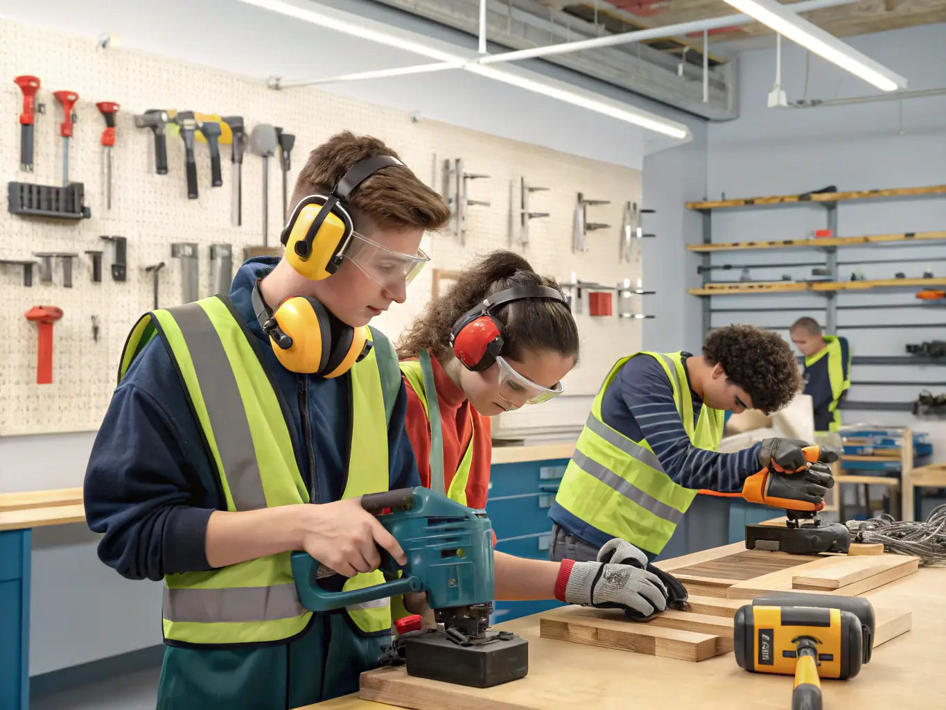 An image showing participants in a vocational training program at ASEI, learning practical skills for employment and independence.
