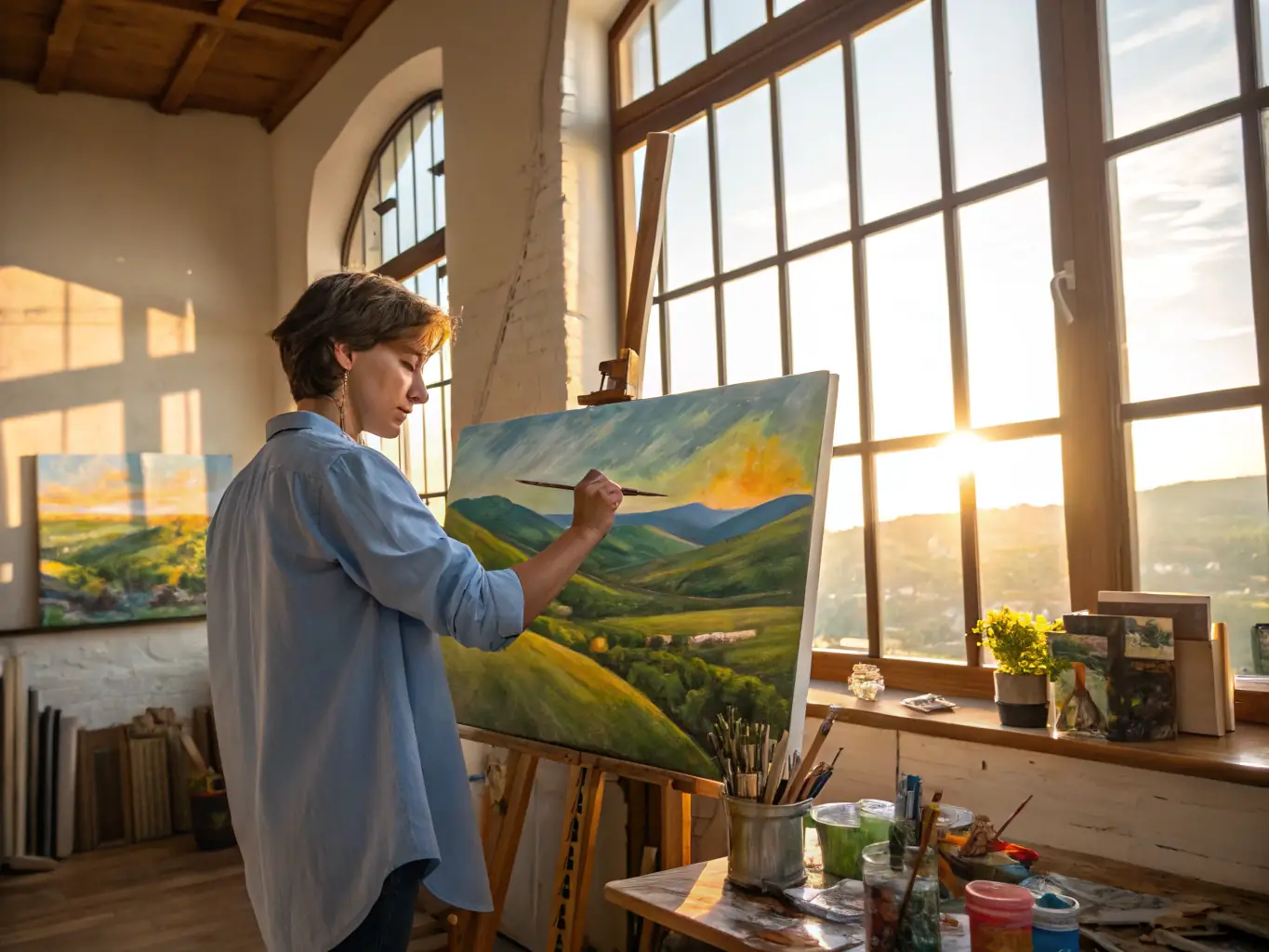 A person expressing their emotions through painting during a creative arts therapy session, showcasing the therapeutic use of visual arts.